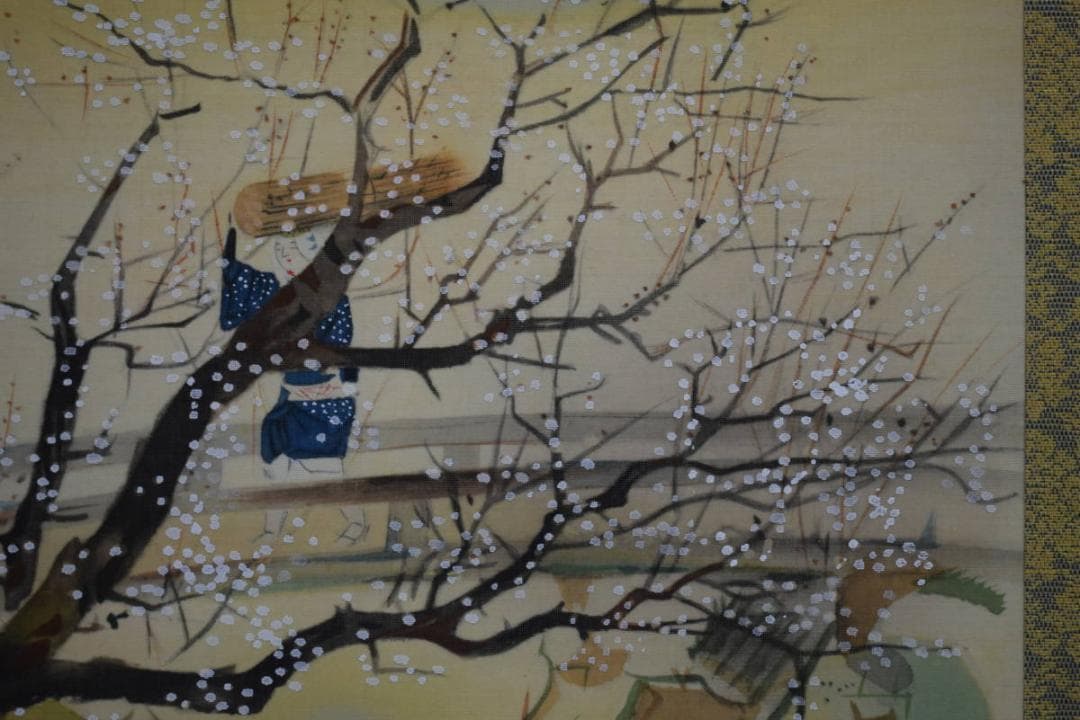 複製/堂本印象/桜花大原女図/工芸/布袋屋掛軸HI-24