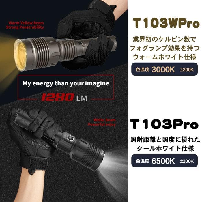 WUBEN T103Pro Type-C充電式 防水 PSE認証済電池付き