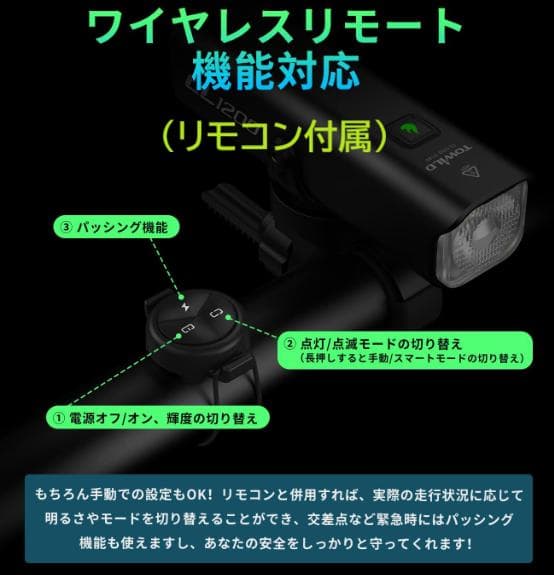 新品未開封【TOWILD】1600ルーメン　リモコン付　高機能自転車ヘッドライト