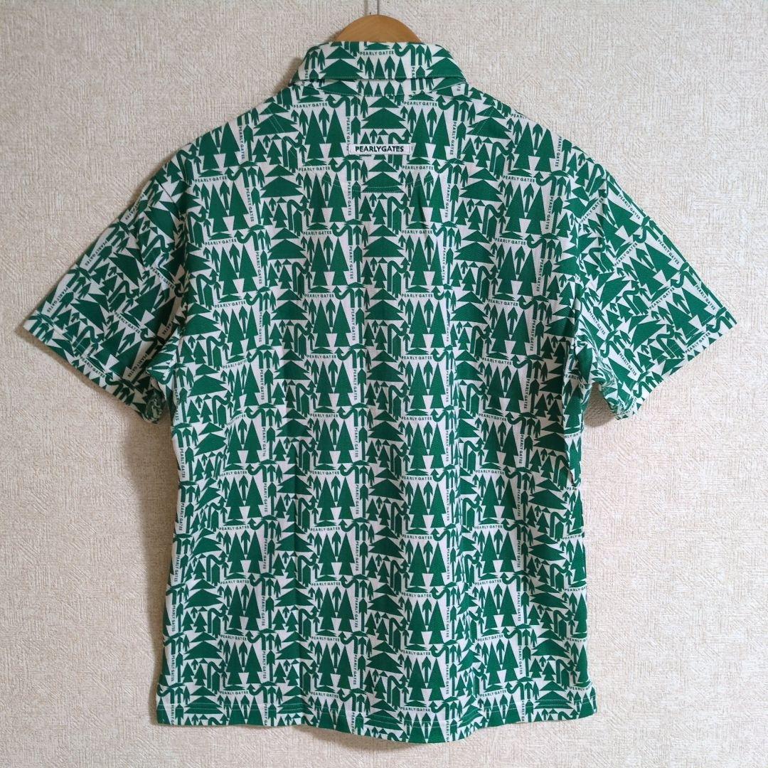 パーリーゲイツ ゴルフウェア 半袖シャツ ヘリンボン ツリー柄 XL