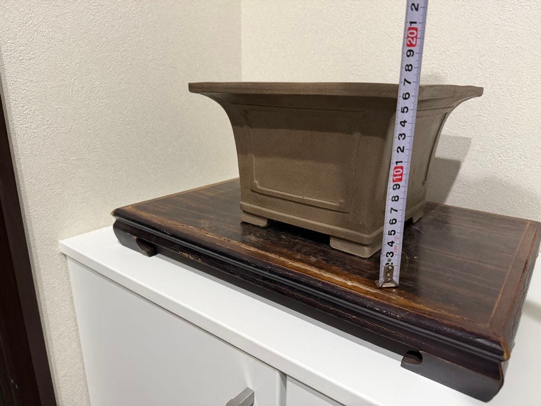 烏泥額入正方鉢　懸崖鉢　ラン鉢　盆栽鉢　中国宣興　落款