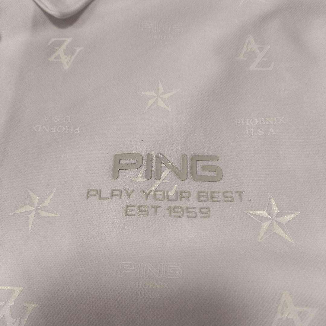 新品　2024年モデル　PING　モノグラム　ポロシャツ　ホワイト　Lサイズ