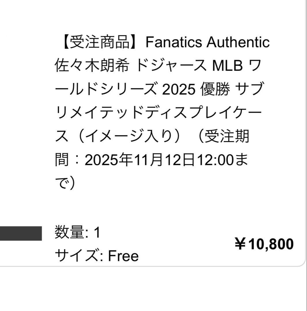 佐々木朗希ドジャース MLB ワールドシリーズ 2025優勝 ディスプレイケース