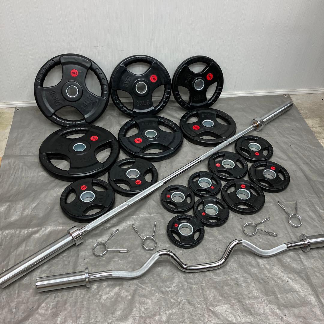 ★特価★16枚 115kg バーベル2本セット オリンピックプレート 50mm