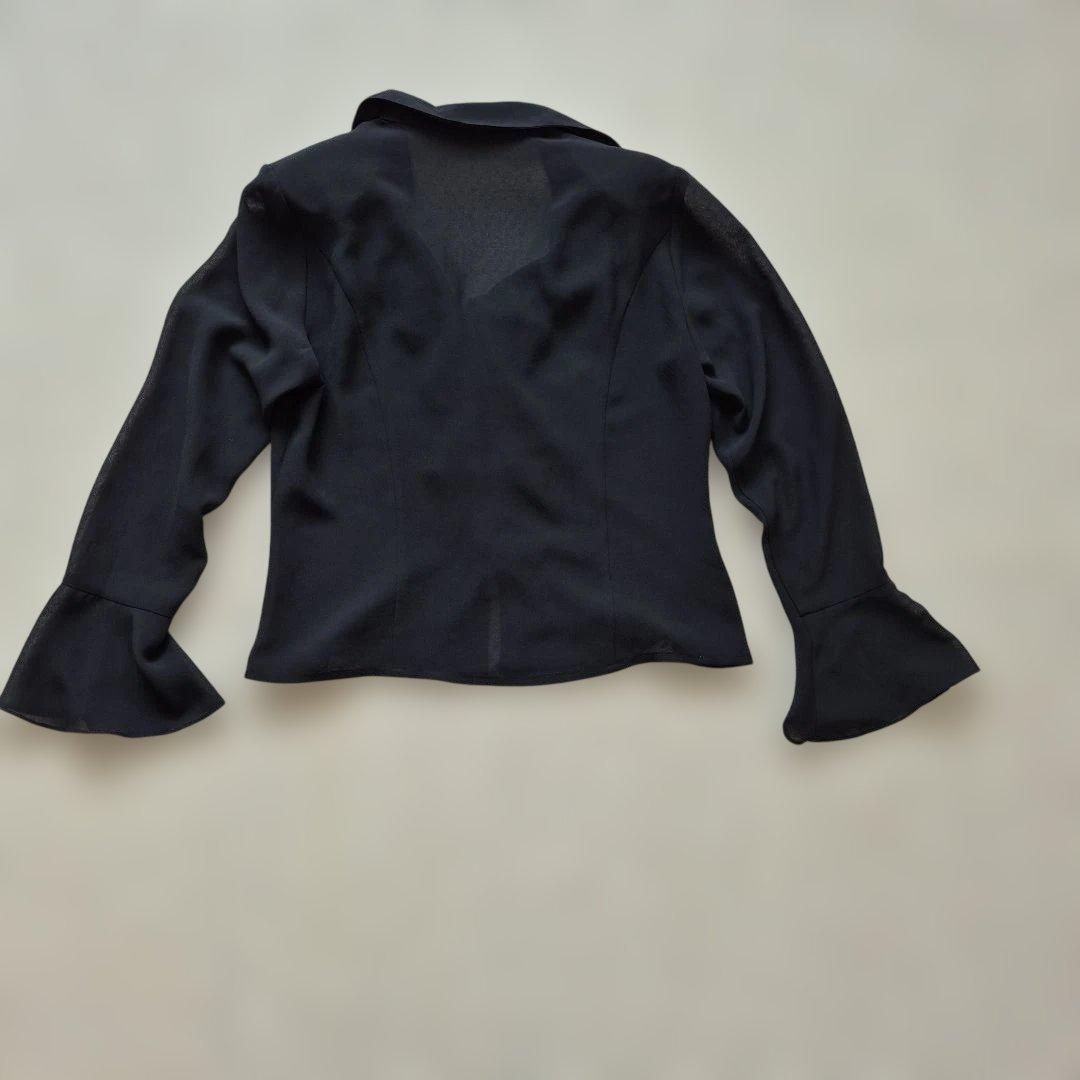 社交ダンス　黒いフリル付き刺繍レッスンウェア