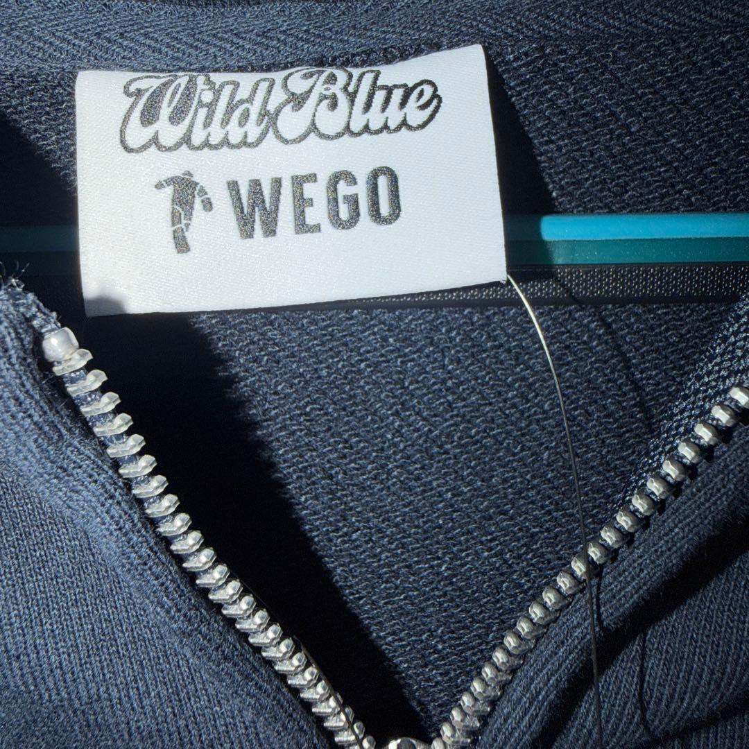 WEGO×WILDBLUEコラボ グラフィックZIPパーカー ネイビー L