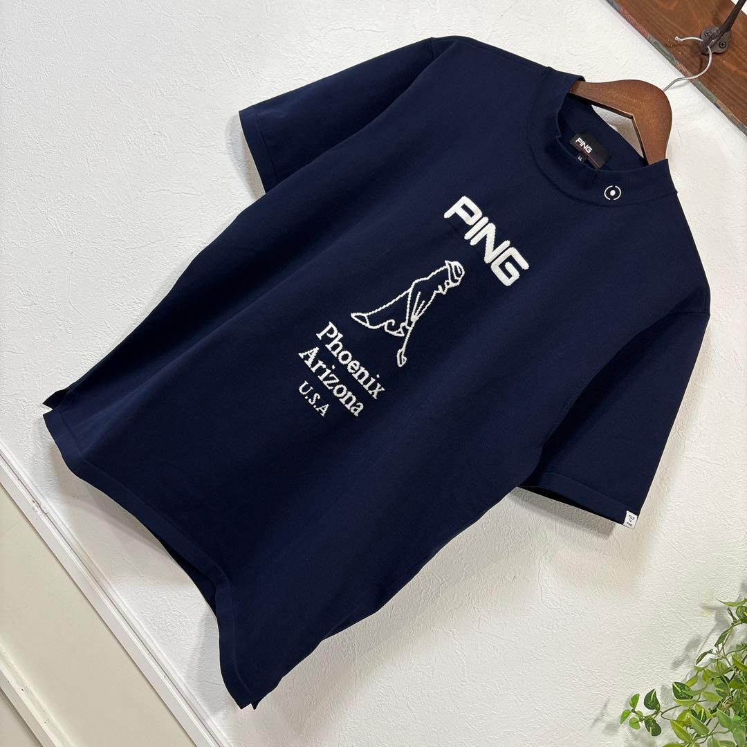 J 美品　大きいサイズ　ピン PING Mr.ジャカード ハイネック　ニット