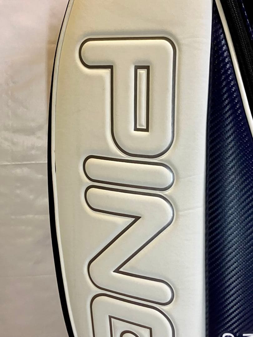 PING キャディバッグ　ネイビー×ホワイト　PING白抜き文字　9型