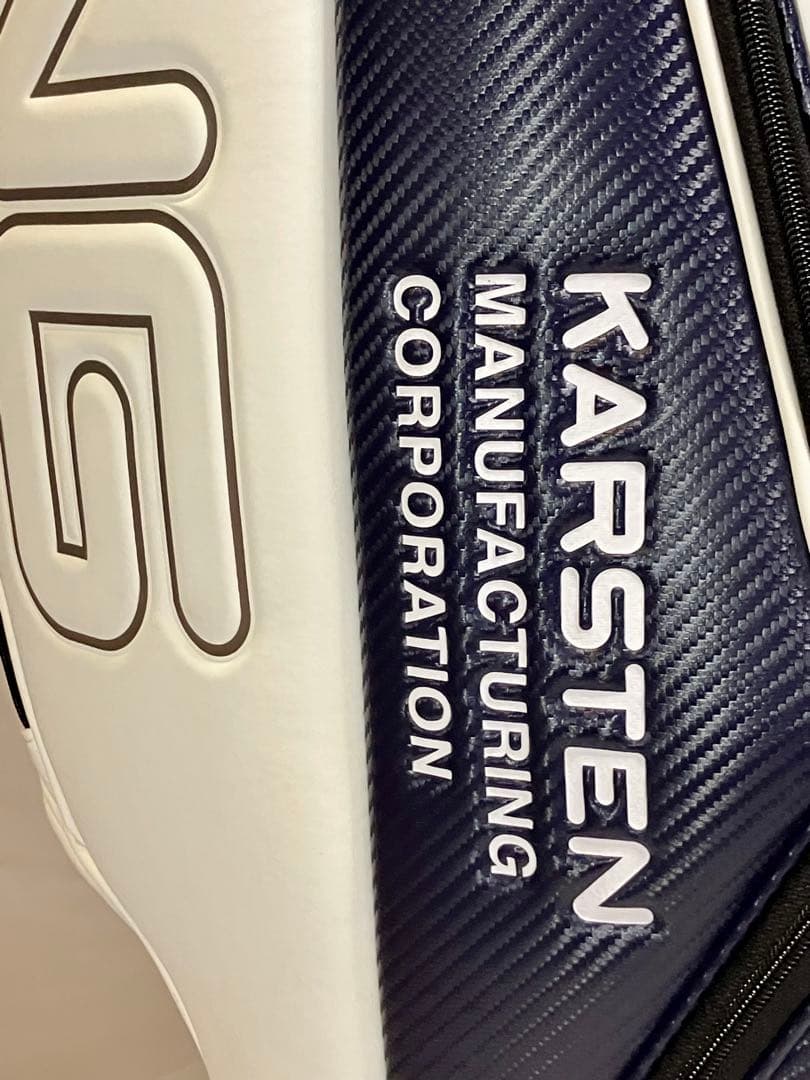PING キャディバッグ　ネイビー×ホワイト　PING白抜き文字　9型