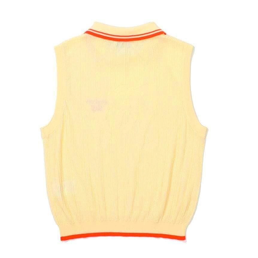 黄色S マルボンゴルフ ニット ノースリーブ Malbon Golf ベスト
