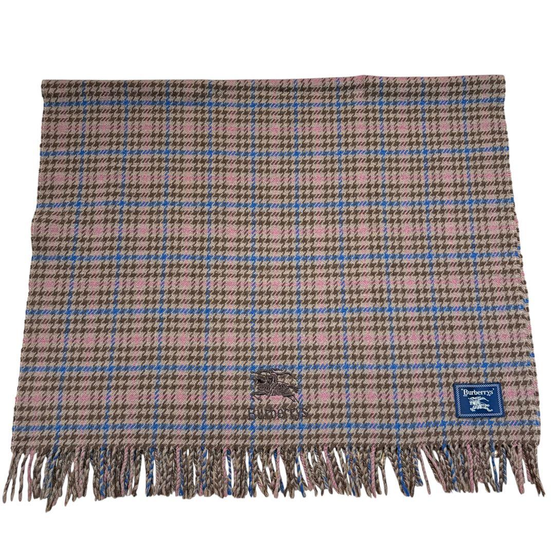 BURBERRY バーバリー ブランケット 毛 ベージュ チェック柄 フリンジ