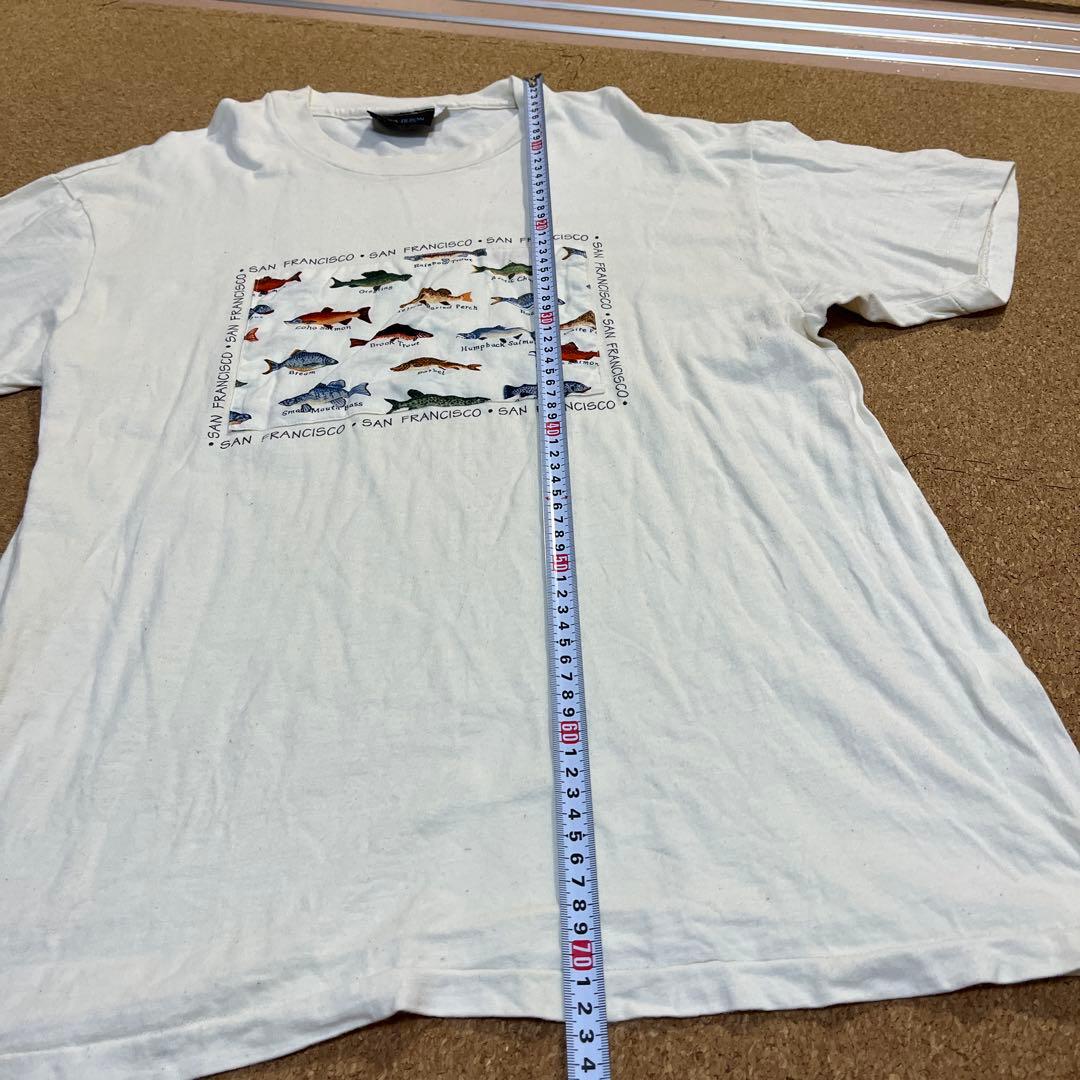LINDA TILSON 魚イラスト Tシャツ L コットン100％　USA