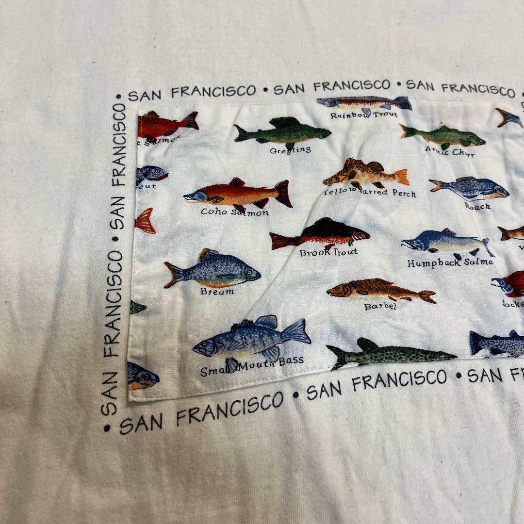 LINDA TILSON 魚イラスト Tシャツ L コットン100％　USA