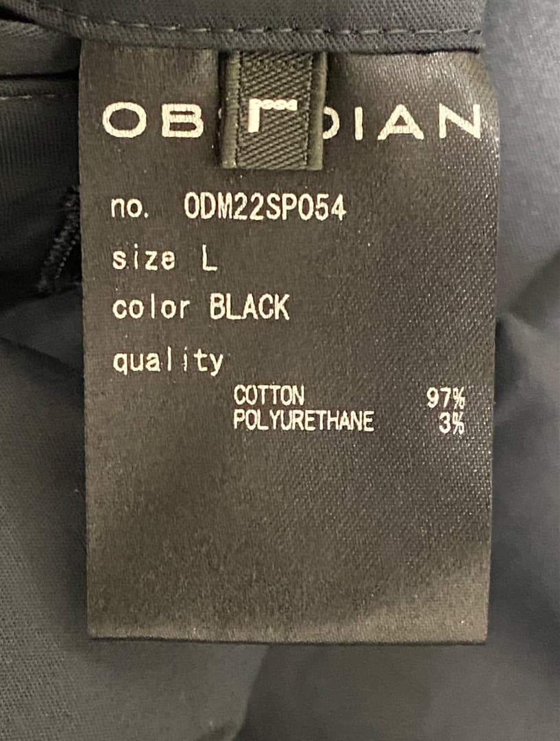 OBSIDIAN/オブシディアン コットンストレッチ パンツ ブラック L