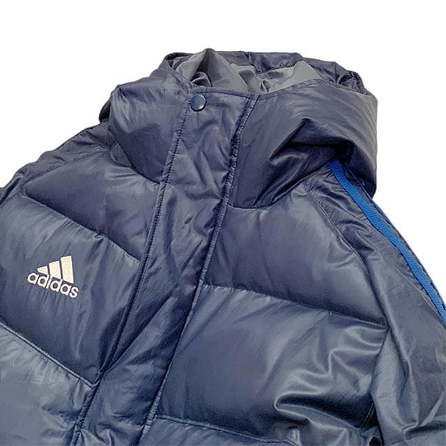 美品✨adidas ダウン ベンチコート M ネイビー 3ストライプ フェザー