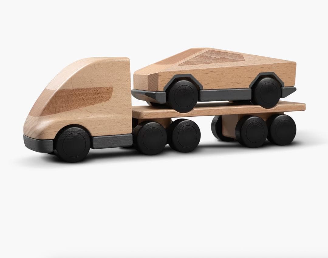 Tesla Semi + Cybertruck 木製プレイセット