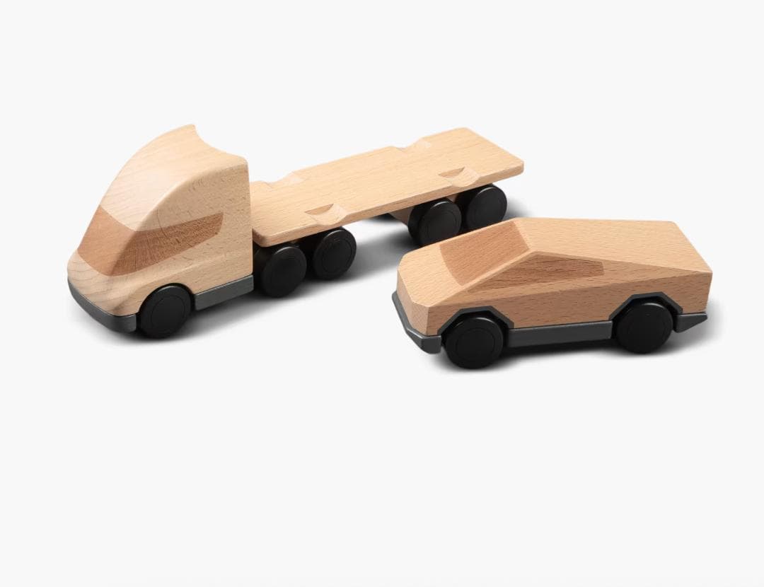 Tesla Semi + Cybertruck 木製プレイセット