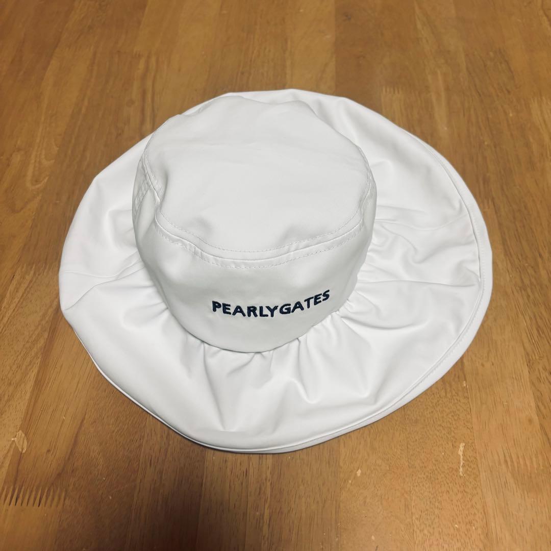 PEARLY GATES フレアバケットハット　フリルリボン　ツバ裏ロゴ総柄