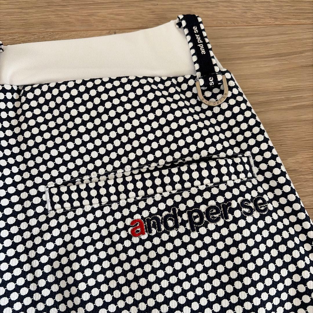 美品and per se ドット柄 ゴルフパンツS