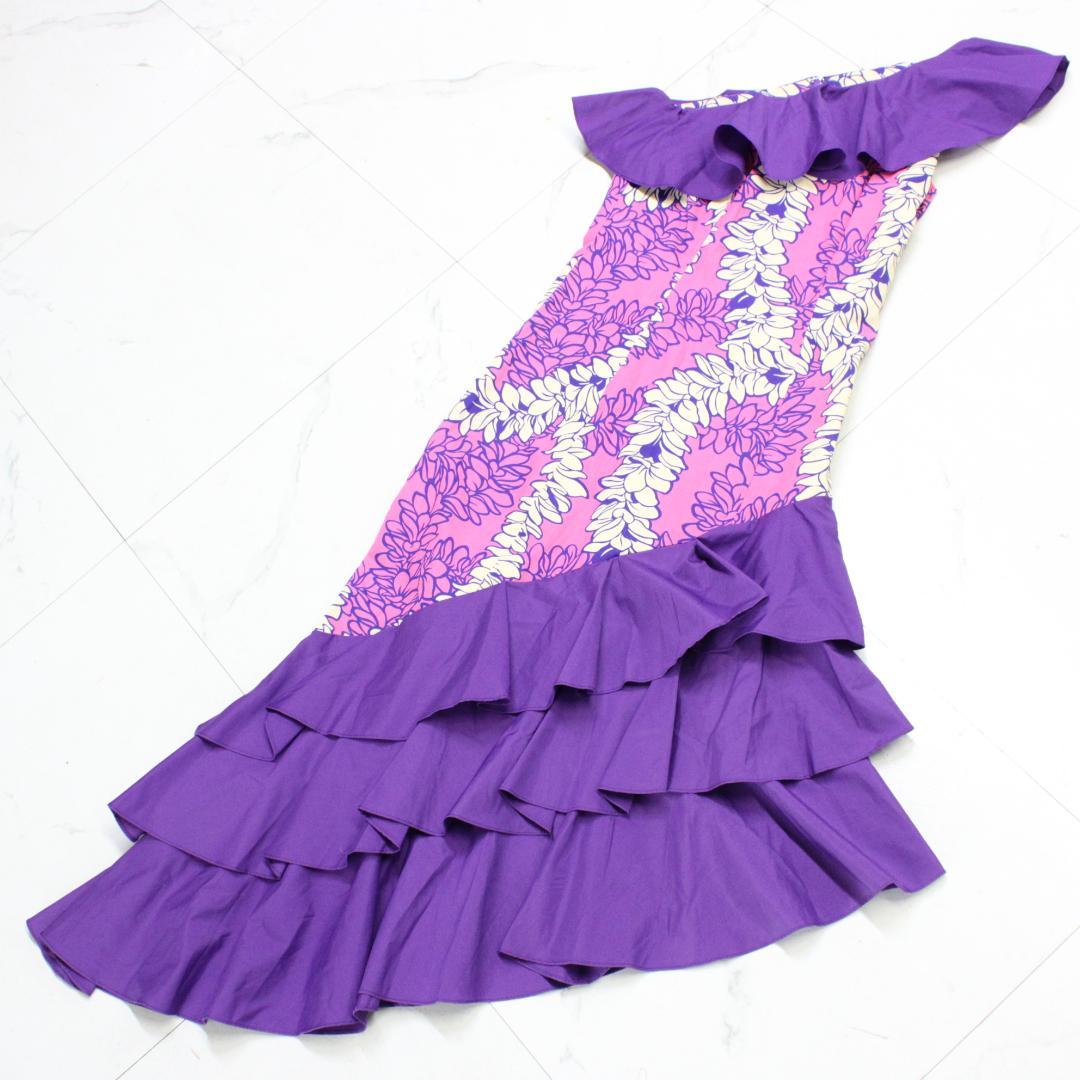 【美品 日本製 フラダンス衣装】パープル MermaidLine ワンピース
