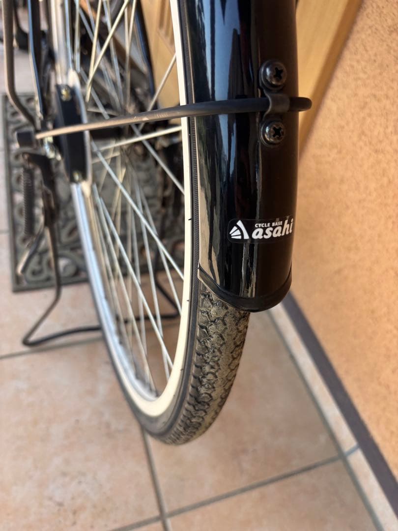 アサヒ購入　シティサイクル ブラック 前カゴ付 美品
