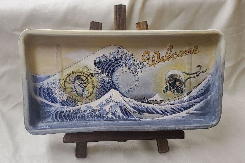 手描きアートウェルカムボード(桜・富嶽＆風雷神・チューリップ)お買い得3点セット
