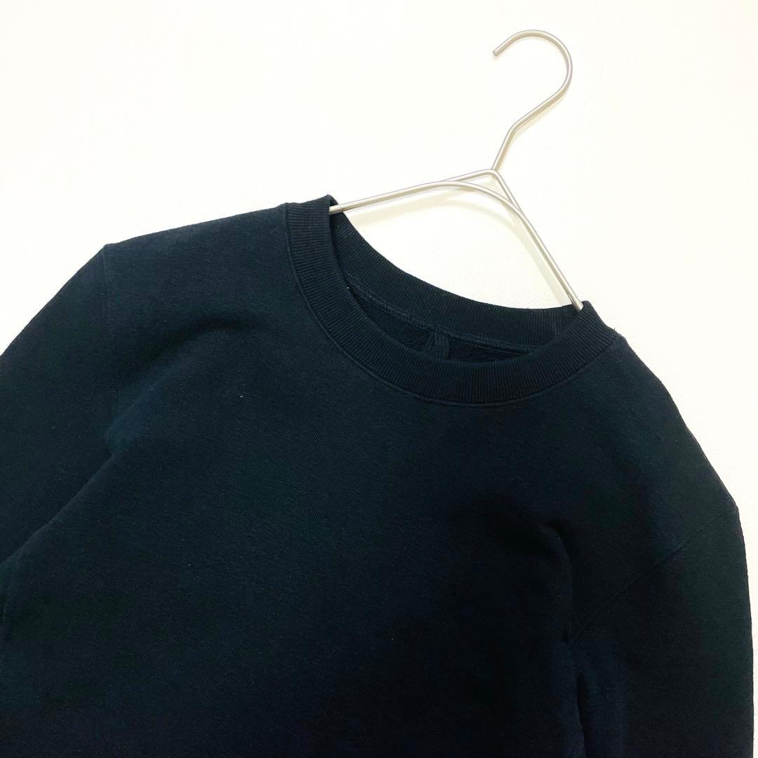 6437【美品】TFW49 長袖スウェット　クルーネック　裾ジップ　ブラック