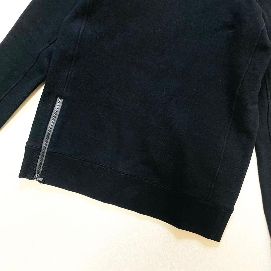 6437【美品】TFW49 長袖スウェット　クルーネック　裾ジップ　ブラック