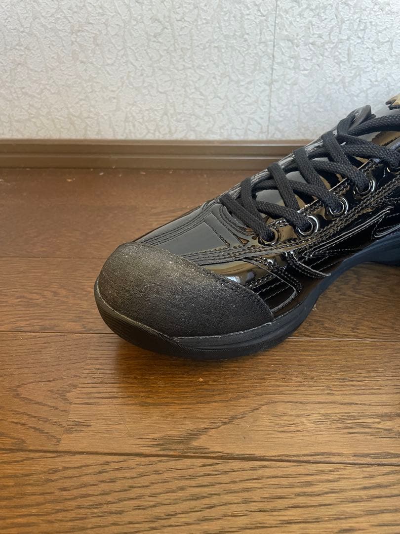 ミズノ限定　紐式アップシューズ　黒×黒×黒　右投げ用P革付き26.5cm