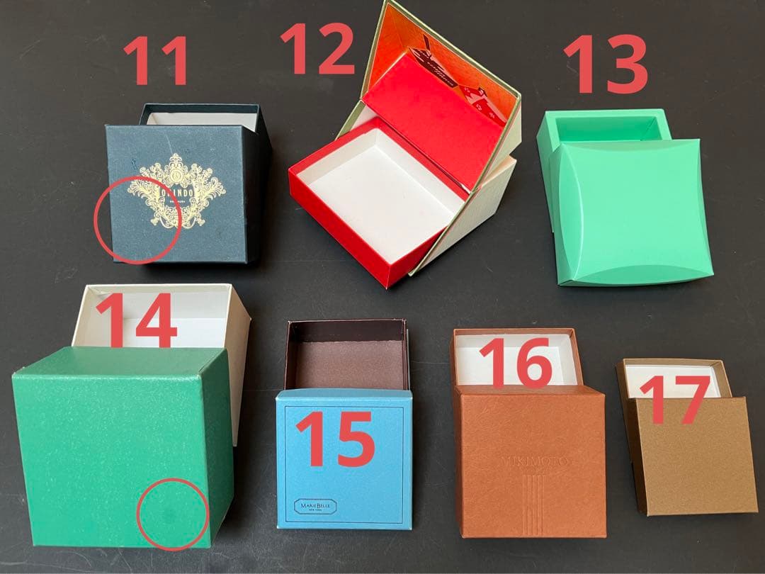 色物小箱、カラフル、紙製箱、17種、分割4点以上にて販売可