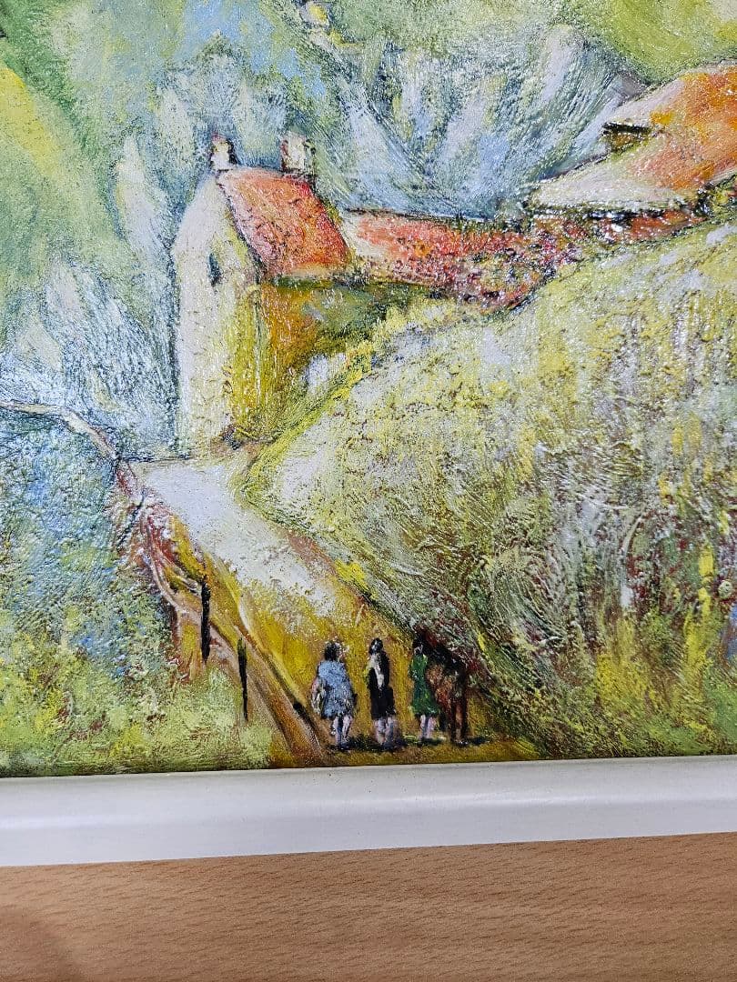 フランスの風景画 油彩画 絵画 アート 手描き 木製フレーム ウォールデコ