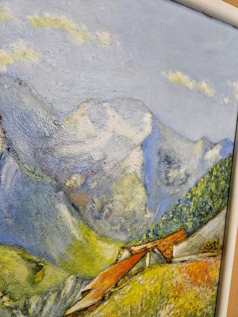 フランスの風景画 油彩画 絵画 アート 手描き 木製フレーム ウォールデコ