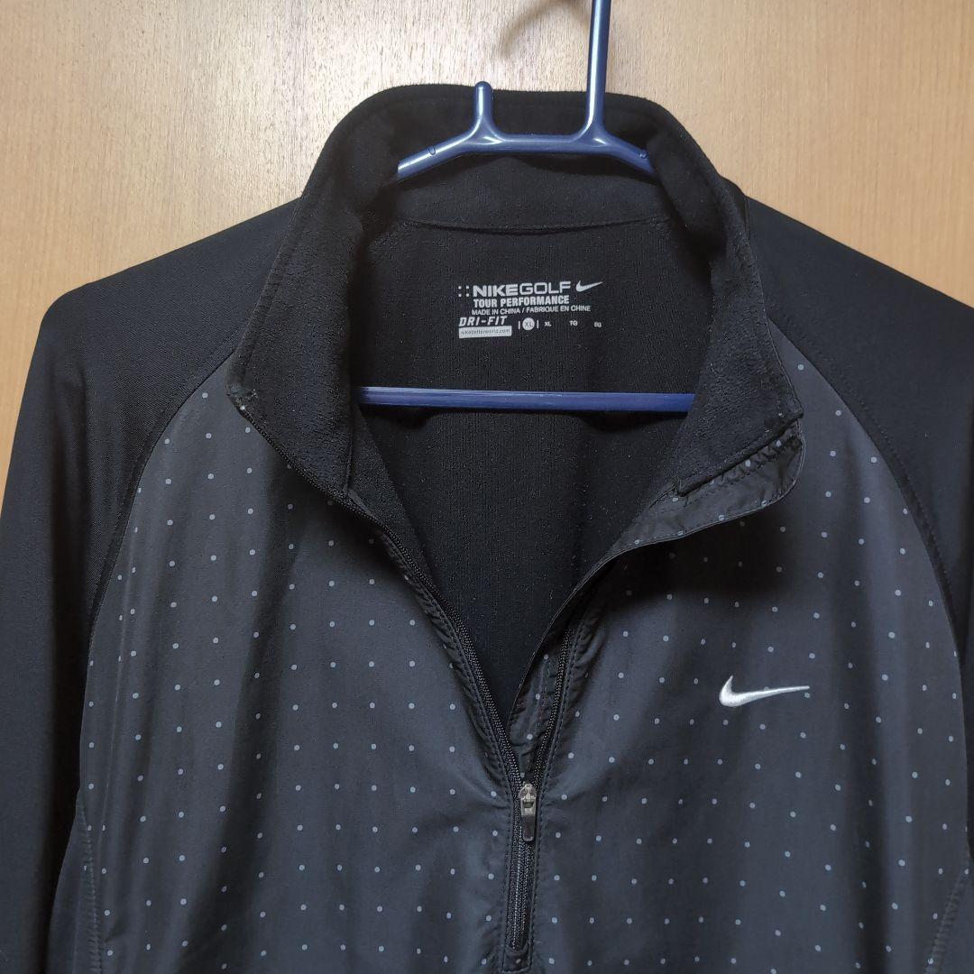 た NIKE GOLF ドット柄ハーフジップジャケット XL 黒 軽量