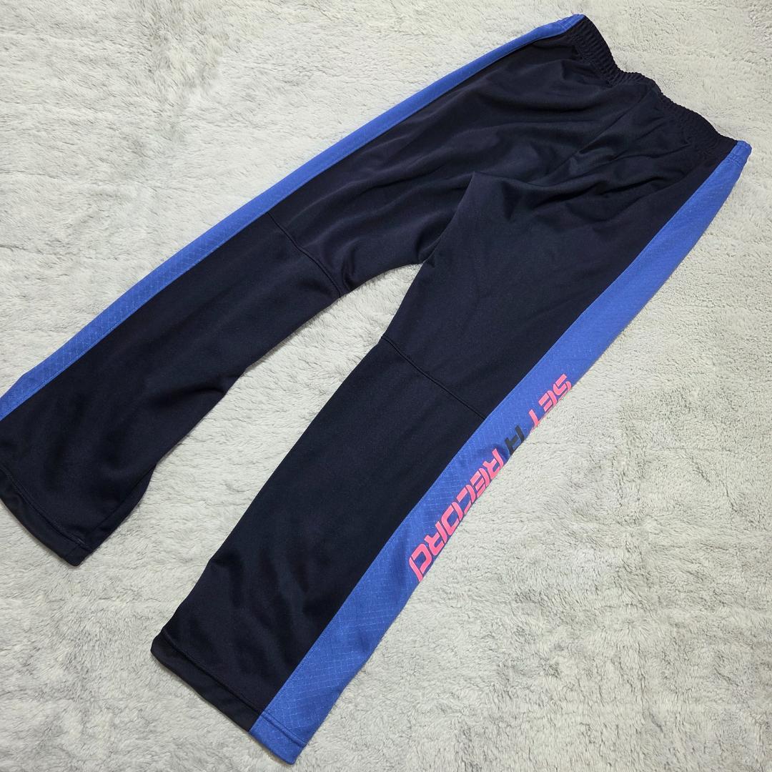 アシックスASICS　ジャージ上下　XL　L　A77　ランニング　ネイビー紺色