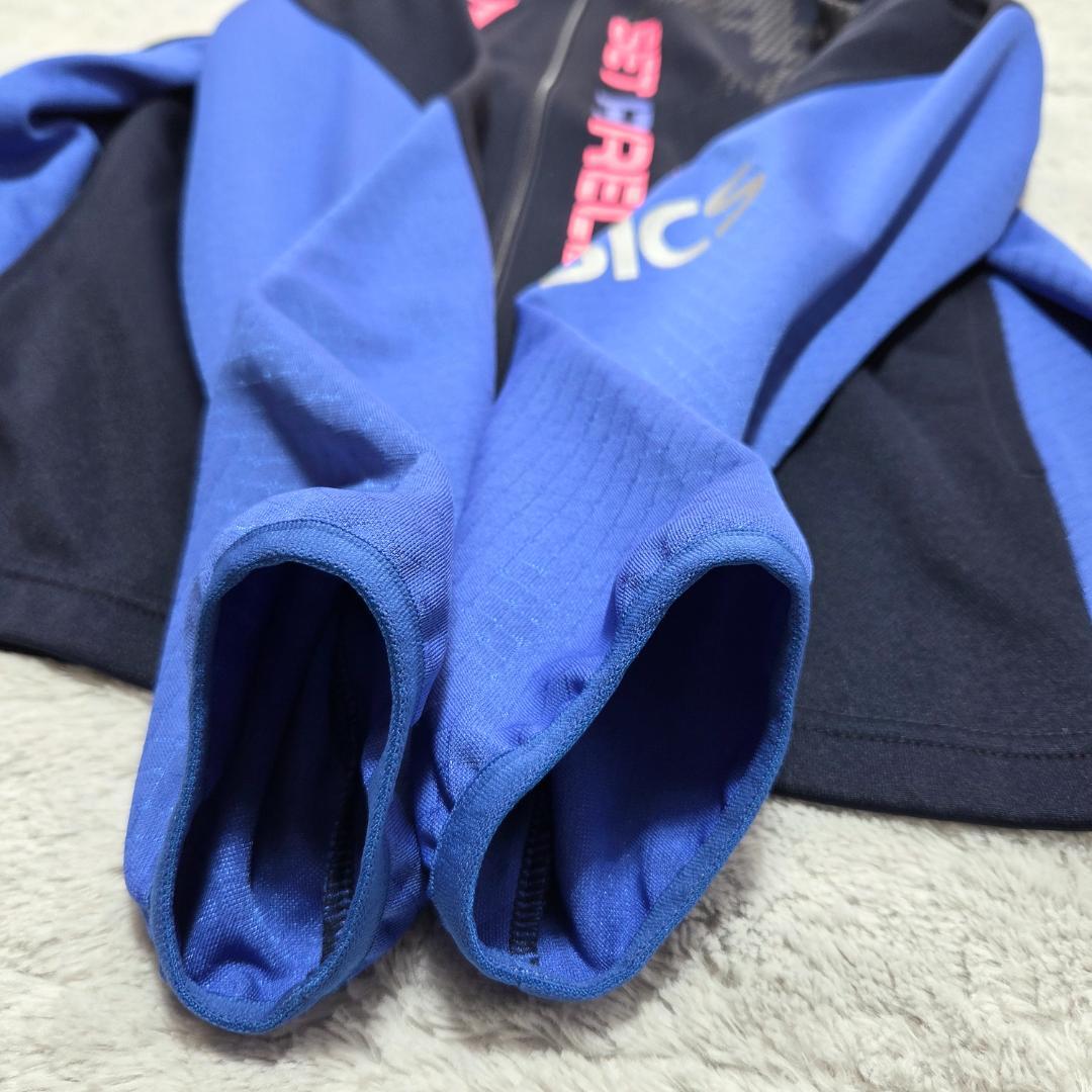 アシックスASICS　ジャージ上下　XL　L　A77　ランニング　ネイビー紺色