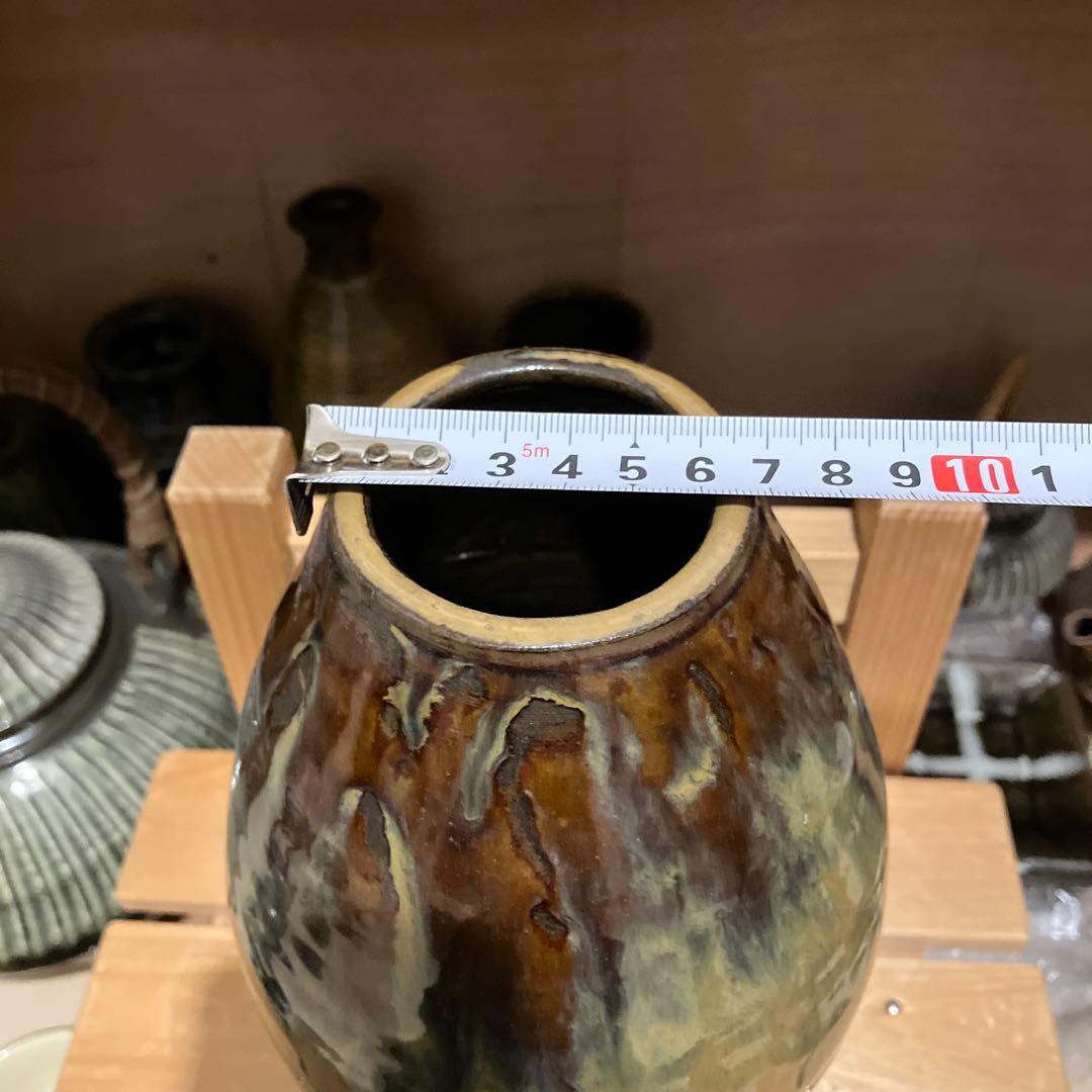 名工　黒木力　作　小鹿田　大砲花瓶　民藝