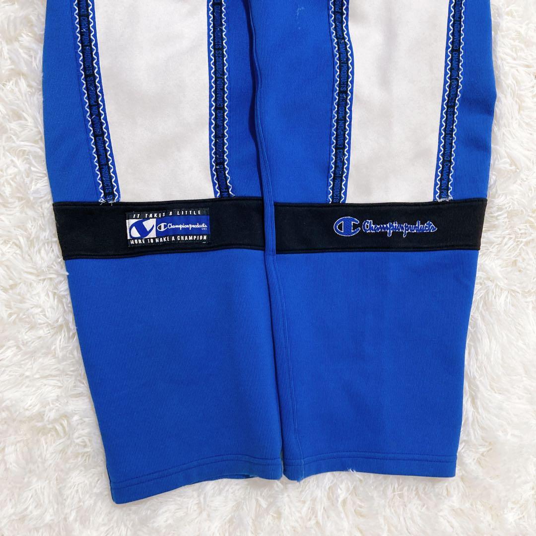 チャンピオン ブルー×ホワイト バイカラー フード付き ジャージ セットアップ