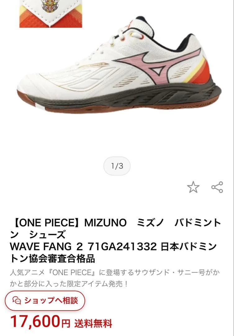 【新品未使用】半額以下MIZUNOウェーブファング2 ワンピース限定モデル24㎝