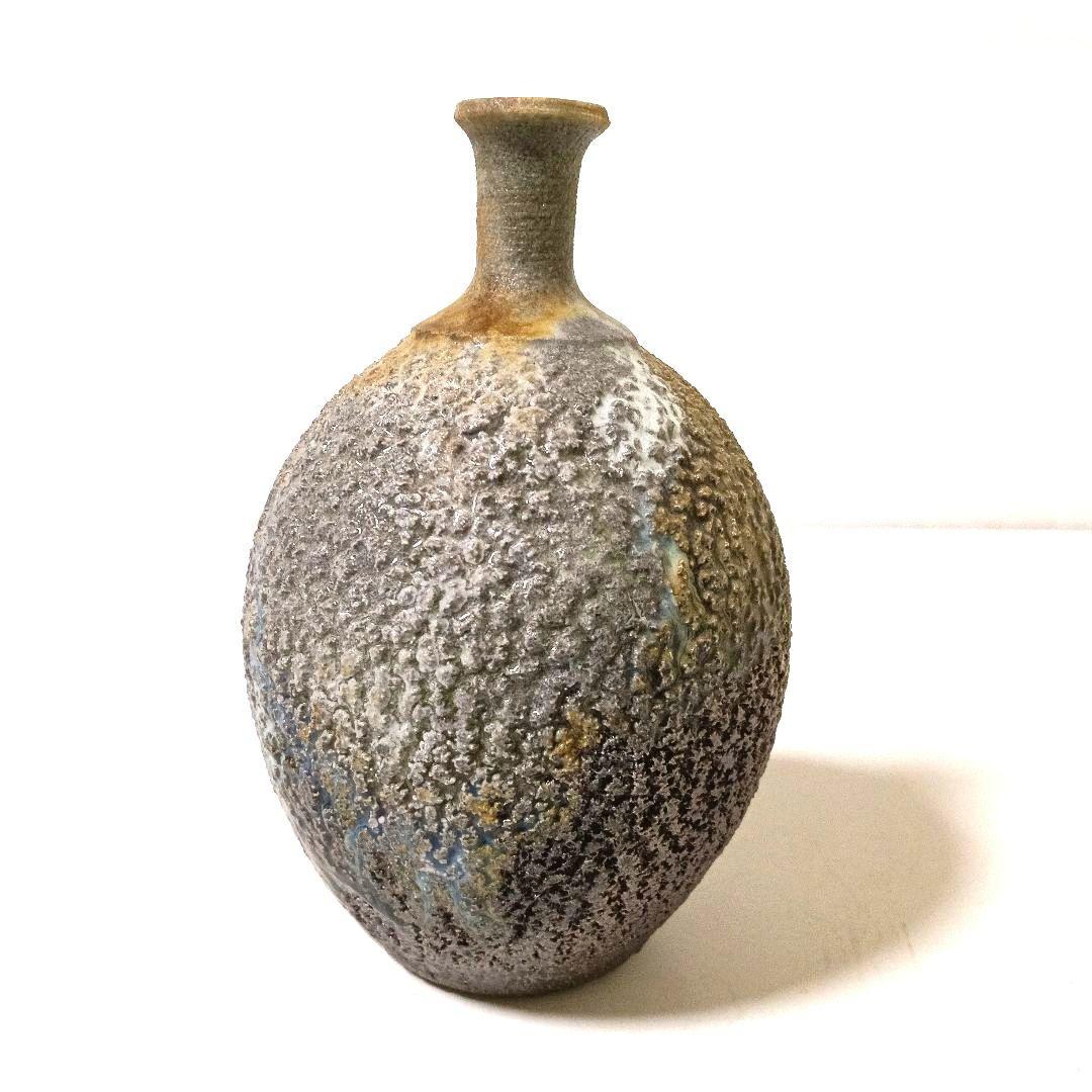 越前焼 塩越窯 白越不朝 裂久 花瓶 花生 花入 花器 共箱 共布 栞