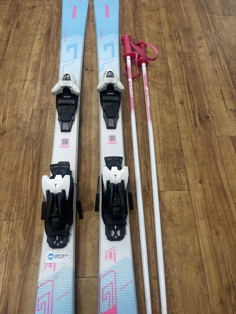 ATOMIC スキー板 140cm ジュニア セット ストック付 初心者OK