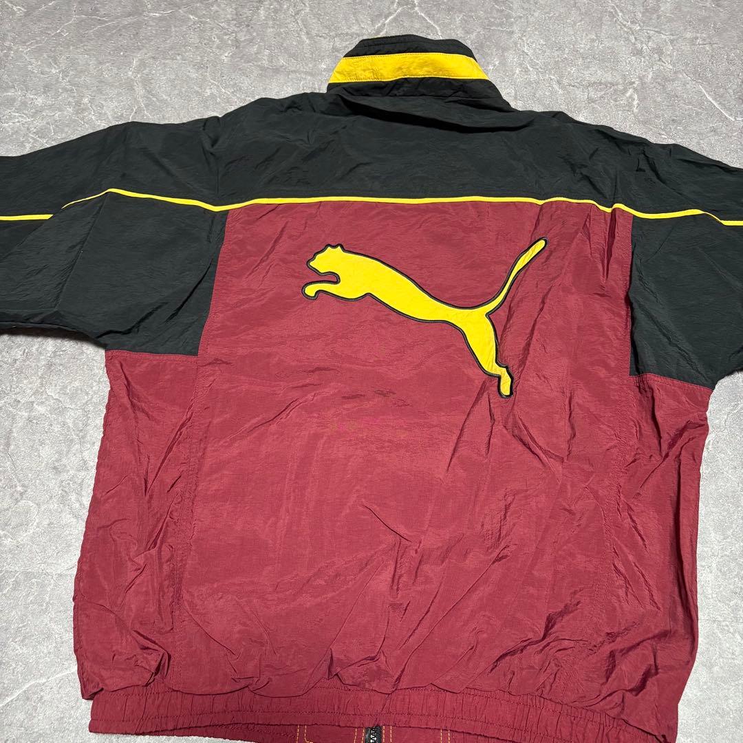 PUMA ナイロンジャケット ビッグロゴ 赤 黒 90s