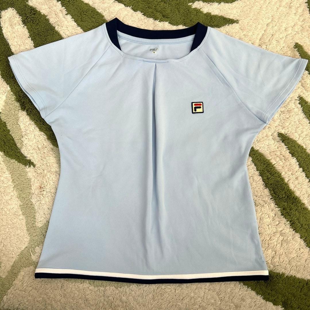 【美品】【FILA】テニスウェアセットアップ 水色/ネイビー