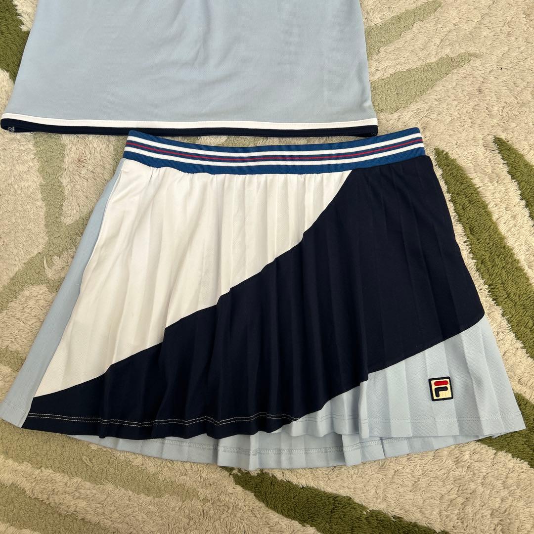 【美品】【FILA】テニスウェアセットアップ 水色/ネイビー