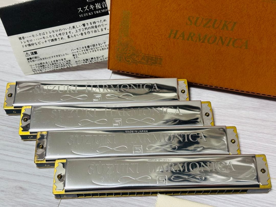 SUZUKI SU-21W 複音ハーモニカ 4本セット A/Am/C/C#