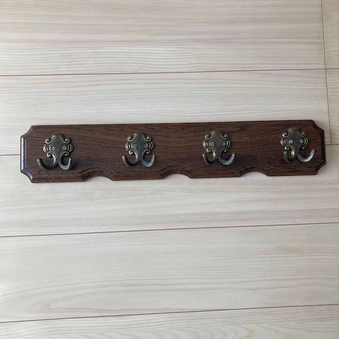 【横山家具】アンティーク⭐︎高級木製ウォールフック 4フック