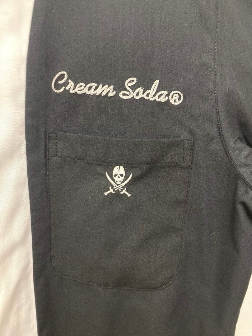 【CREAM SODA】ボウリングシャツ　スカルデザイン　ブラック　L