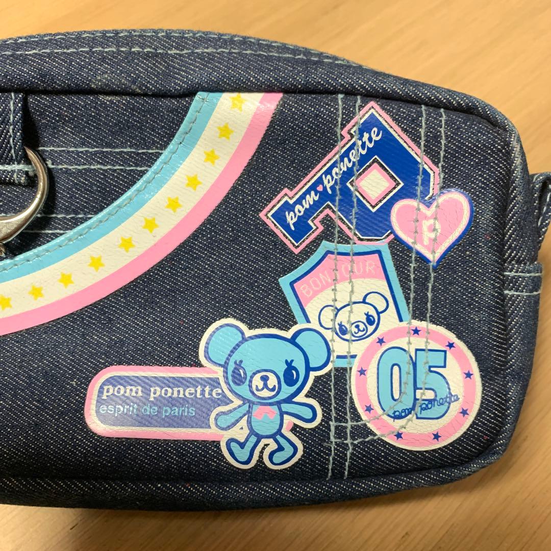 希少　ポンポネット　pom ponette デニムポーチ ミラー付き平成レトロ