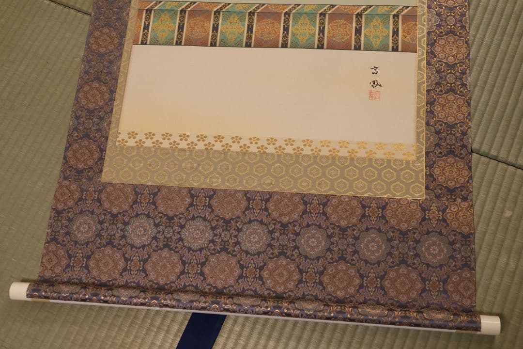 真作】日本画 井上富鳳 天神様 菅原道真公御像 絹本 掛軸 本金表装 CM286