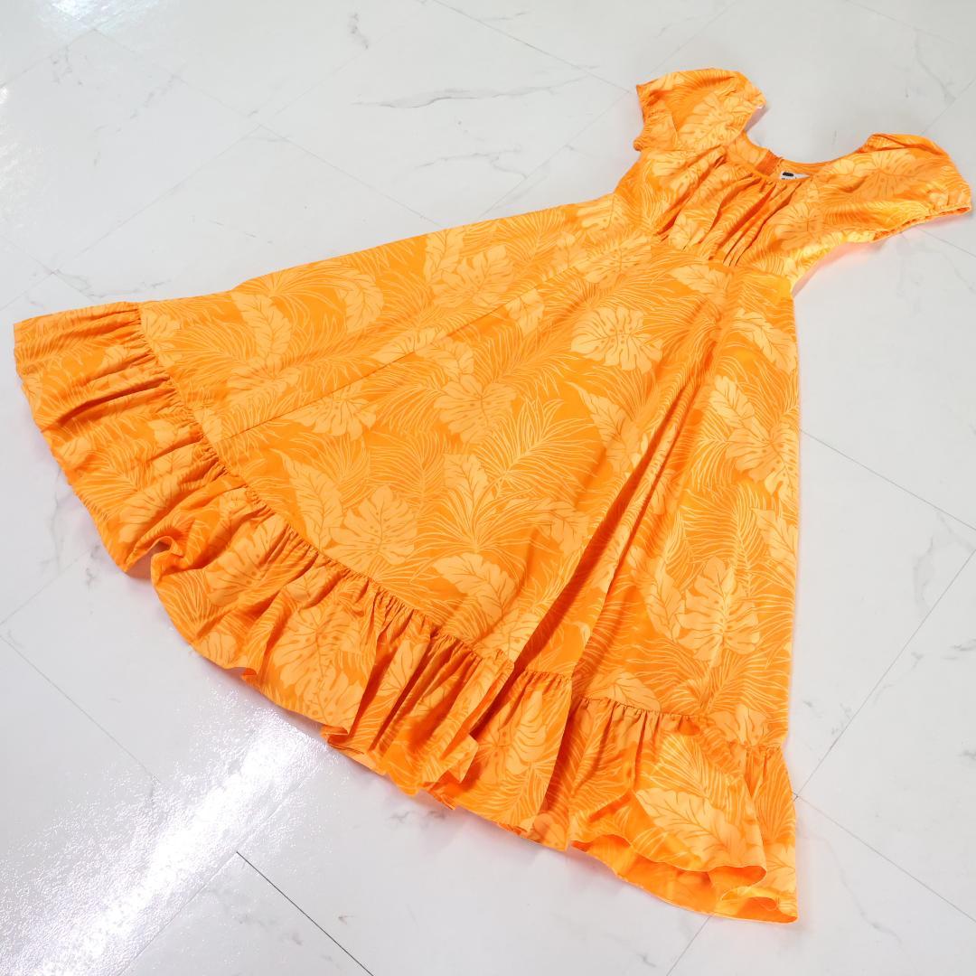 【美品 ハワイ製フラダンス衣装】鮮やかなオレンジ T&L ムームーファクトリー