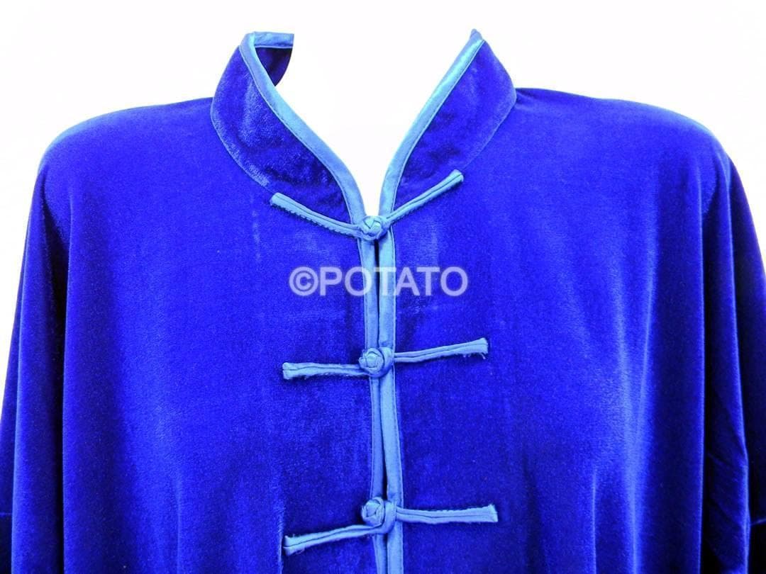 太極拳 ベロア調 太極服 上下 Mサイズ 男女両用 宝石蓝【新品】